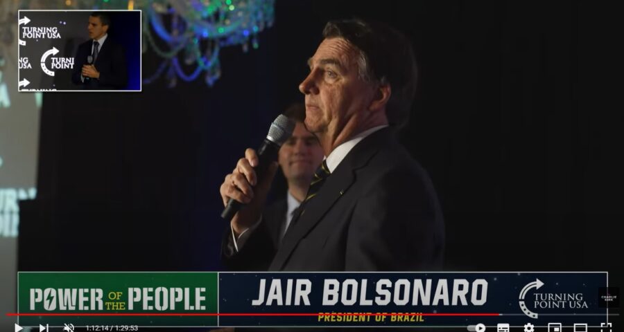 Bolsonaro apresentou dados do seu mandato como presidente do Brasil - Foto: Reprodução/Youtube @charliekirk