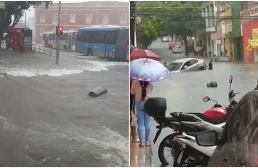 Chuva causa transtorno e alagamentos no Centro de Manaus nesta quinta (16)