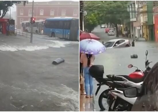 Chuva causa transtorno e alagamentos no Centro de Manaus nesta quinta (16)