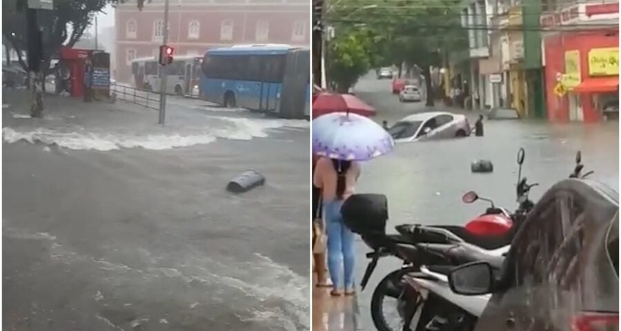 Chuva causa transtorno e alagamentos no Centro de Manaus nesta quinta (16)