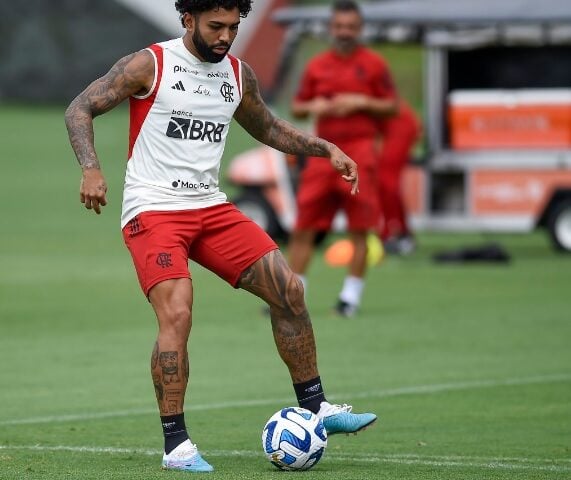 No CT do Ninhp do Urubu, Gabigol participa de último treino antes da final da Recopa 2023 - Foto: Marcelo Cortes/Flamengo/divulgação