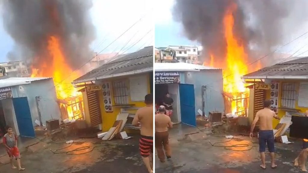 Mãe e dois filhos escaparam de incêndio - Foto: Reprodução/WhatsApp