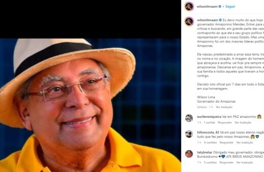 Wilson Lima homenageia Amazonino Mendes em rede social - Foto: Reprodução/Instagram @wilsonlimaam