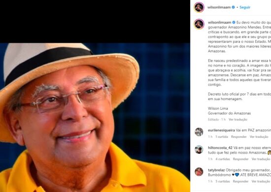 Wilson Lima homenageia Amazonino Mendes em rede social - Foto: Reprodução/Instagram @wilsonlimaam