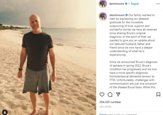 Bruce Willis é diagnosticado com Demência Frontotemporal - Foto: Reprodução/Instagram/demimoore