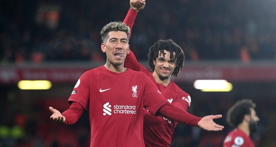 O brasileiro Firmino fez o sétimo gol do Liverpool aos 42 minutos - Foto: Reprodução Twitter/@LFC