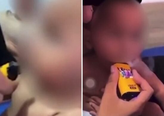 Tia do bebê ficava colocando o vape na boca da criança - Foto: Reprodução/7NEWS