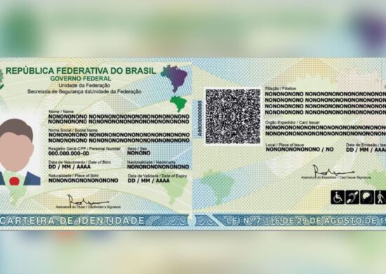 Modelo de Carteira de Identidade Nacional - Foto: Divulgação/Instituto-Geral de Perícias do RS