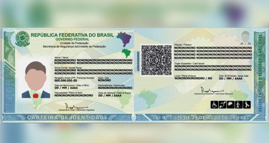 Modelo de Carteira de Identidade Nacional - Foto: Divulgação/Instituto-Geral de Perícias do RS