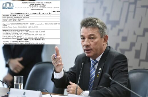 Governador de Roraima, Denarium, e documento de busca e apreensão da Justiça de RR - Foto: Agência Senado e Reprodução/GNC