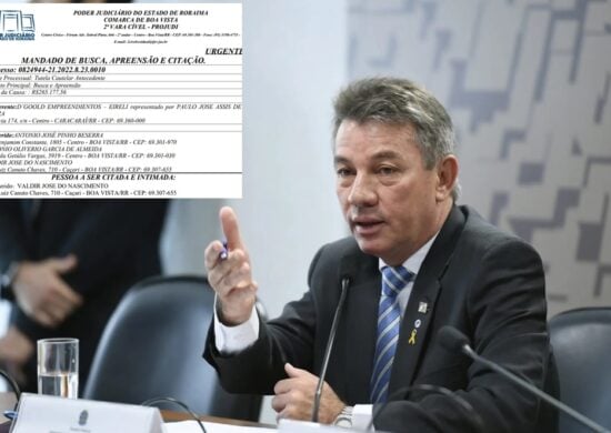 Governador de Roraima, Denarium, e documento de busca e apreensão da Justiça de RR - Foto: Agência Senado e Reprodução/GNC