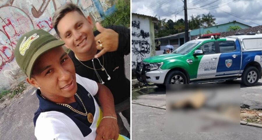 Homens foram executados a tiros e arrastados pela rua - Foto: Reprodução/WhatsApp