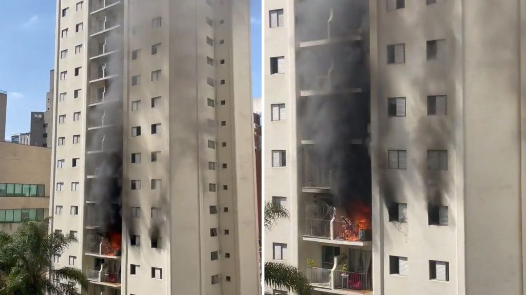 Incêndio iniciou no 6º andar, mas fumaça se espalhou rapidamente - Foto: Reprodução/Twitter @GuilhermeSacam1