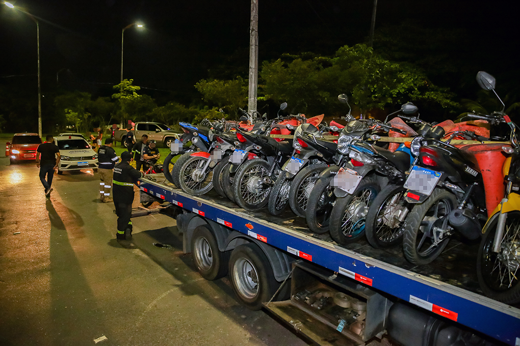 Motocicletas apreendidas em 'rolezinhos' na capital - Foto: Isaque Ramos/Detran-AM