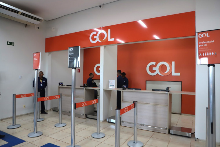 Balcão de atendimento da GOL no aeroporto de Araguaína. - Foto: Marcos Sandes/ Prefeitura de Araguaína