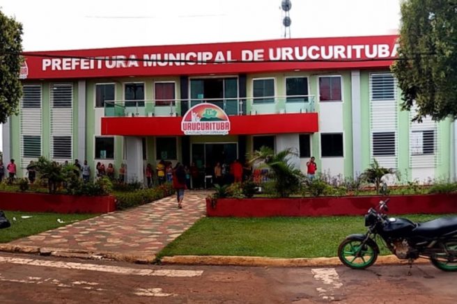 Frente da Prefeitura de Urucurituba, local onde o prefeito de Urucurituba trabalha - Foto: Prefeitura de Urucurituba/Divulgação
