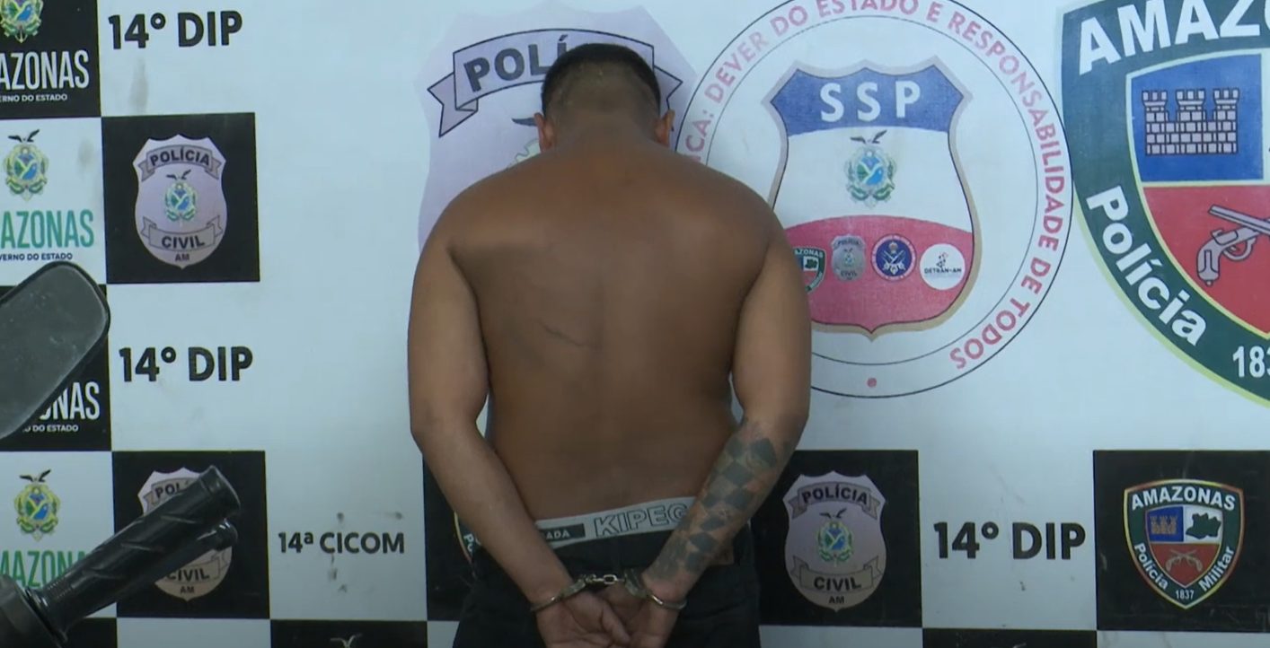 Rudson da Silva Moraes, de 23 anos, foi preso na noite desta segunda-feira (24), suspeito de cometer vários assaltos na Zona Norte de Manaus - Foto: Reprodução/ TV Norte Amazonas