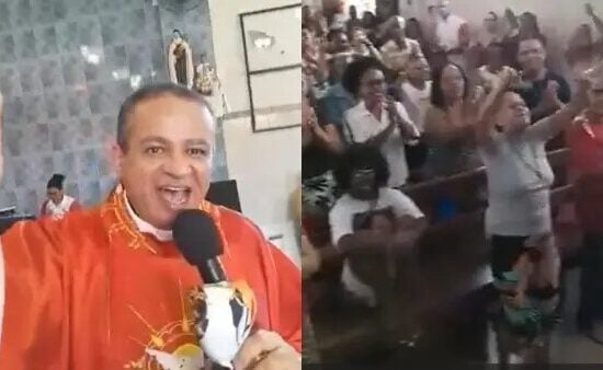 O padre afirmou que canta a música e toca o coração dos fiéis - Foto: Reprodução/Choquei