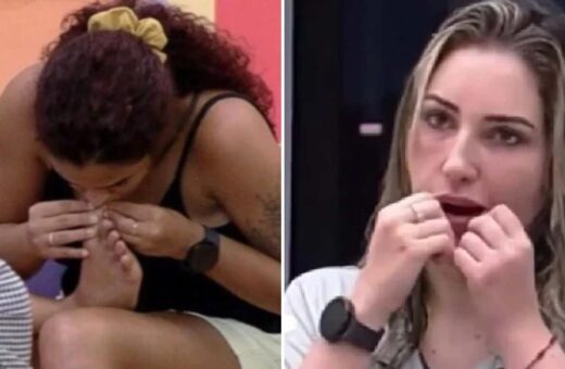 No BBB 23, Paula cortou a unha do pé com a boca e Amanda usou fio de cabelo como fio dental - Foto: Reprodução/Globoplay