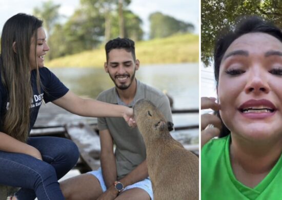 Segundo a deputada, a capivara Filó estava presa em uma gaiola suja - Foto: Reprodução/Twitter @joanadarc_am