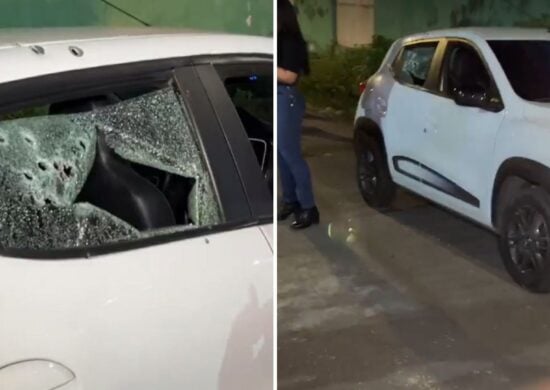 Estado do carro em que homens foram executados a tiros - Foto: Reprodução/WhatsApp