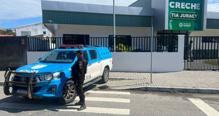 PM reforçou a segurança de unidades de ensino em todo estado, nesta segunda-feira (10) - Foto: Reprodução/Twitter @PMERJ