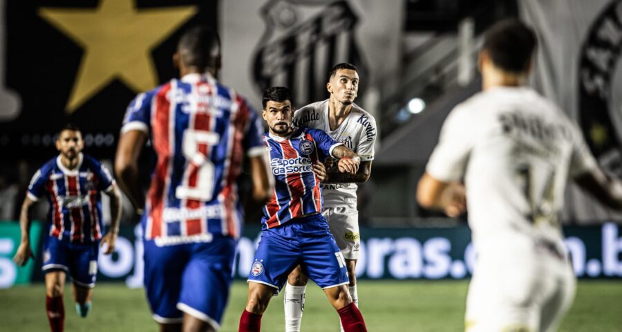 Santos e Bahia disputam pelo jogo de ida da Copa do Brasil - Foto: Reprodução/Raul Baretta/ Santos FC