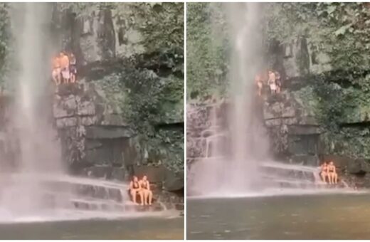 Acidente ocorreu na Cachoeira Pé de Serra, no município de Barra Garças - Foto: Reprodução/Twitter@Antonio32849581