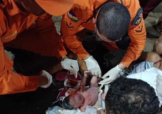 Mãe e bebê foram atendidos por bombeiros e depois levados à maternidade - Foto: Divulgação/CMBRR