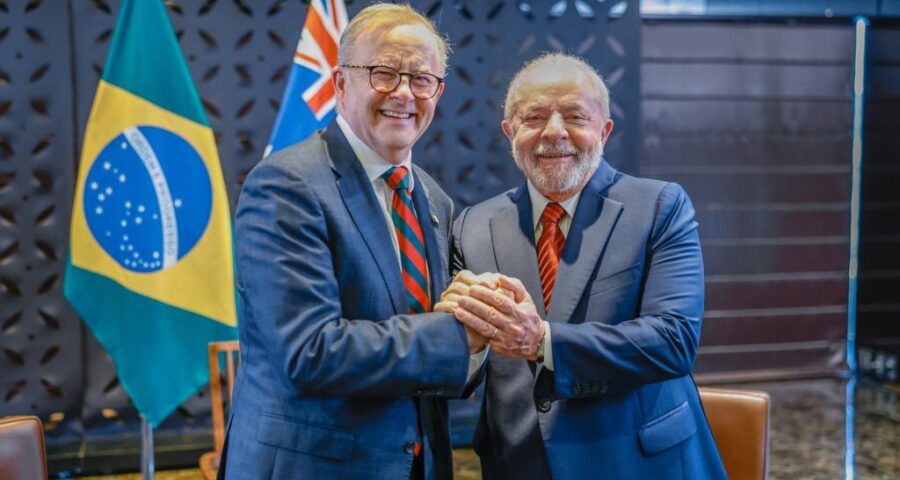 Encontro do presidente Lula com o primeiro-ministro da Austrália Anthony Albanese na reunião do G7 - Foto: Ricardo Stuckert/ PR