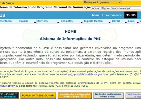 Sistema de registro de imunizações do Sistema Único de Saúde (SUS) no Brasil - Foto: Reprodução/ Ministério da Saúde