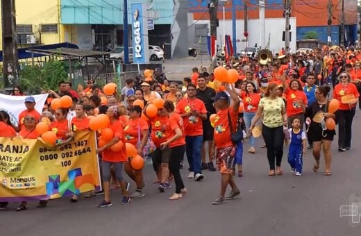 Caminhada contra o abuso sexual infanto-juvenil é realizada em Manaus. Foto: Reprodução/ TV Norte Amazonas.