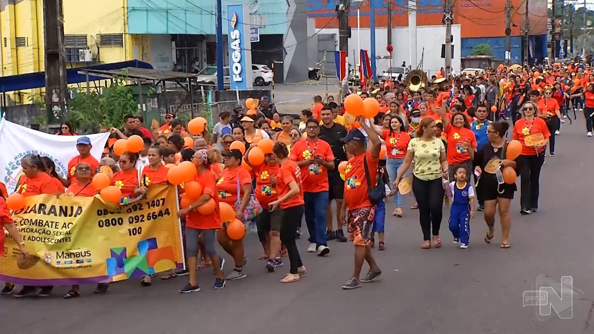 Caminhada contra o abuso sexual infanto-juvenil é realizada em Manaus. Foto: Reprodução/ TV Norte Amazonas.