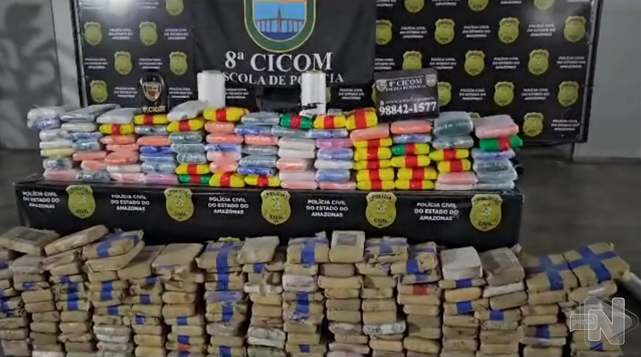 Denúncia resulta na apreensão de 271 tabletes de drogas em Manaus. Foto: Reprodução/ TV Norte Amazonas.