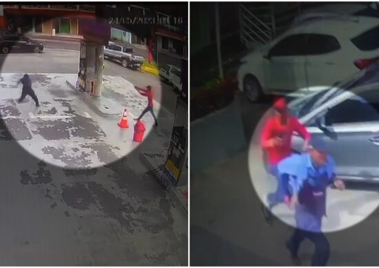 Frentista sofre tentativa de homicídio em posto de gasolina em Manaus. Foto: Reprodução/ TV Norte Amazonas.