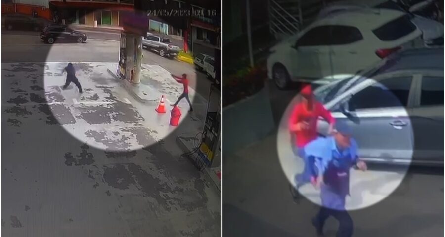 Frentista sofre tentativa de homicídio em posto de gasolina em Manaus. Foto: Reprodução/ TV Norte Amazonas.