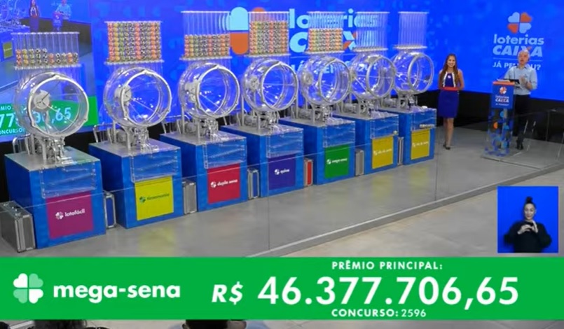 Sorteio da Mega-Sena é transmitido pelo canal da Caixa Econômica Federal - Foto: Reprodução/YouTube Caixa