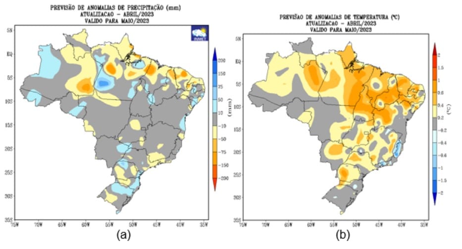 Previsão do tempo para o mês de maio no Brasil - Foto: Divulgação/Inmet