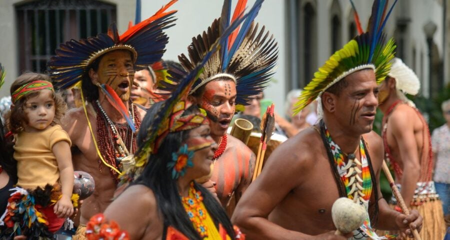 Indígenas protestam contra o marco temporal