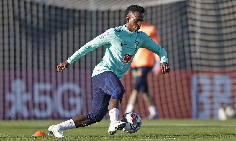 Vini Jr em treino para amistoso da seleção, realizado em março - Foto: Rafael Ribeiro/CBF/divulgação