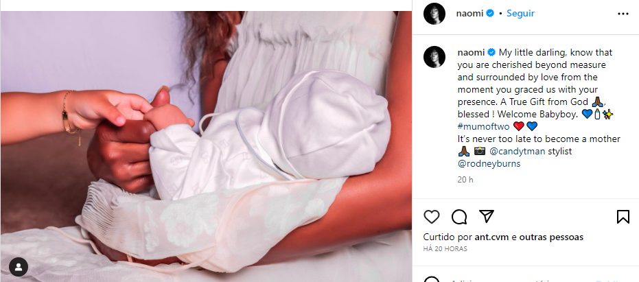Naomi anunciou o nascimento do instagram - Foto: Reprodução/ Instagram@naomi