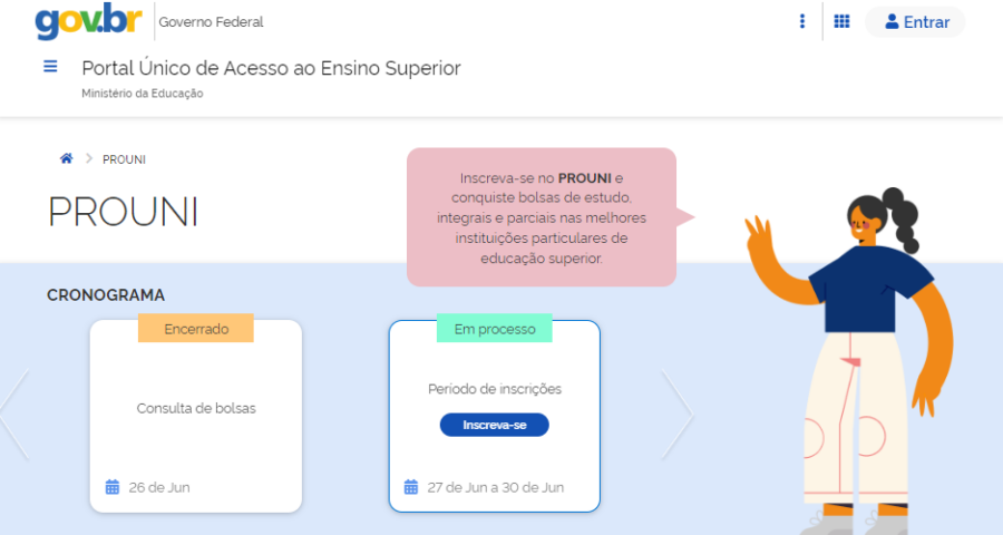 Prouni: prazo de inscrições inicia nesta terça e encerra sexta-feira