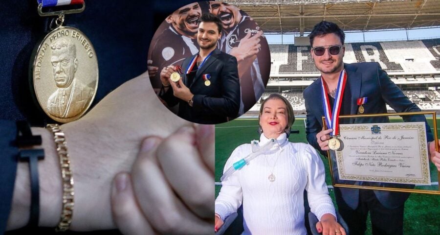 Felipe Neto recebeu medalha de vereadora tetraplégica - Foto: Reprodução@felipeneto