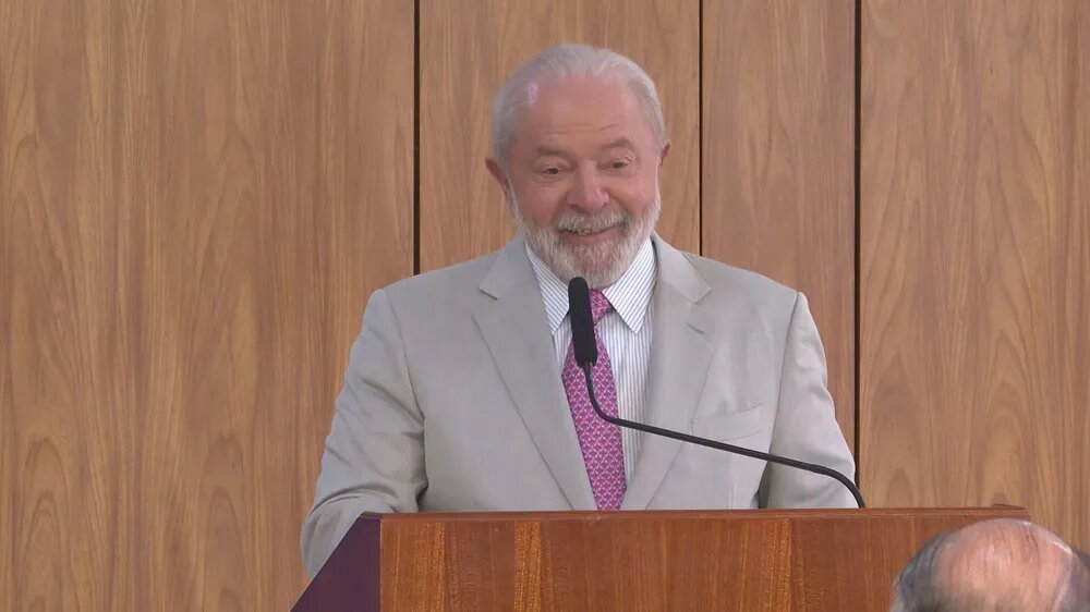 O presidente Lula fez uma brincadeira envolvendo a criação de um "Ministério do Namoro" - Foto: Reprodução/TV Brasil