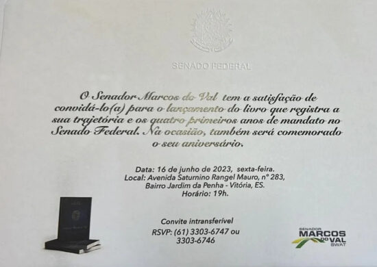 Senador Marcos do Val deve dar festa para lançar livro em Vitória -Foto: Reprodução