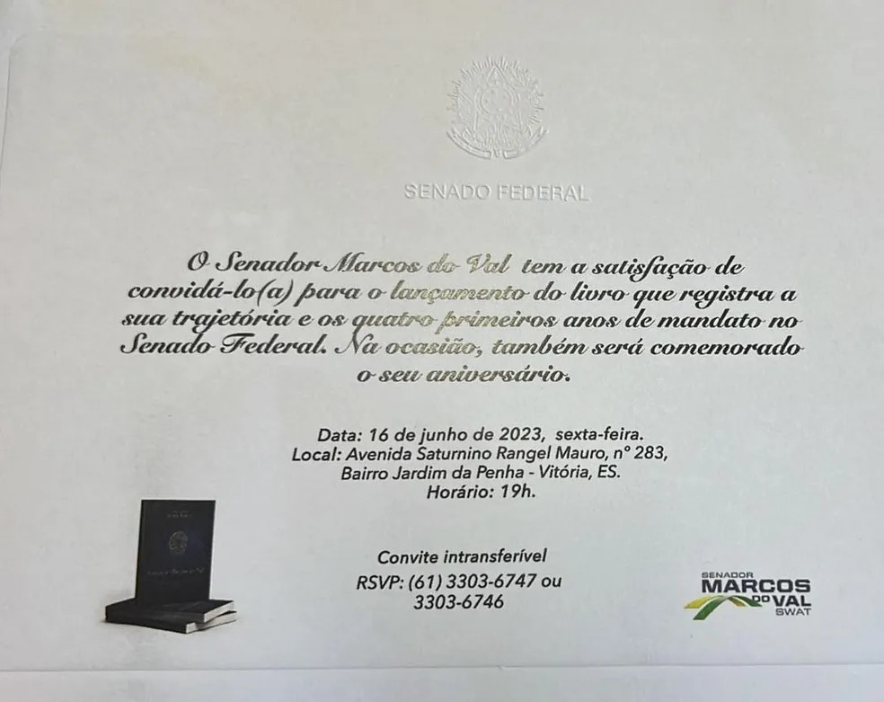 Senador Marcos do Val deve dar festa para lançar livro em Vitória -Foto: Reprodução