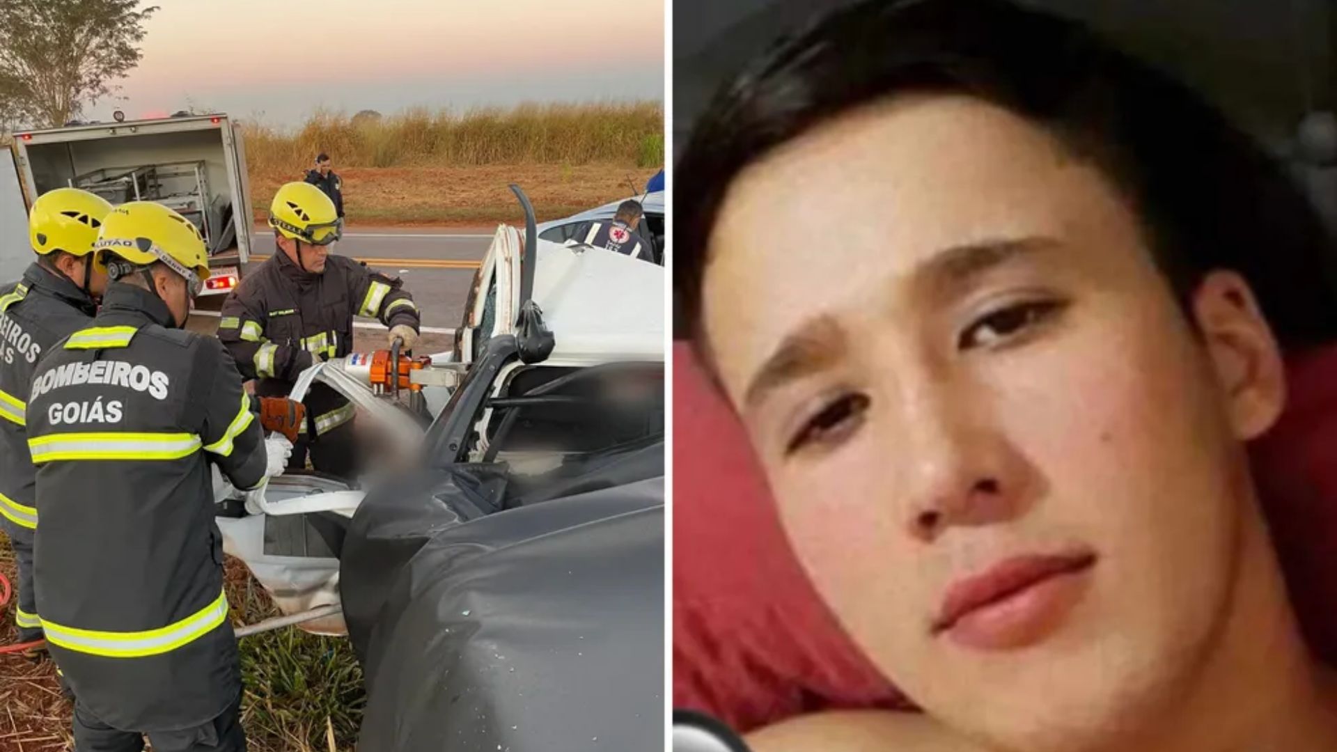 Jovem de 19 anos, morreu em acidente na BR-153, em Rialma, Goiás - Foto: Divulgação/Corpo de Bombeiros e Arquivo pessoal