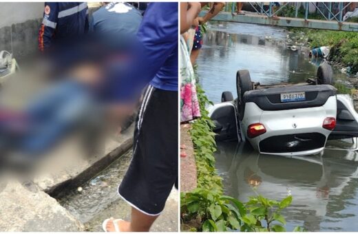 Motorista de aplicativo morre após carro cair em igarapé em Manaus. Foto: Reprodução/ TV Norte Amazonas