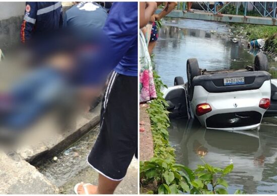 Motorista de aplicativo morre após carro cair em igarapé em Manaus. Foto: Reprodução/ TV Norte Amazonas