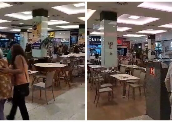 Suspeitos causam pânico e correria durante assalto a shopping de Manaus - Foto: Reprodução/TV Norte Amazonas